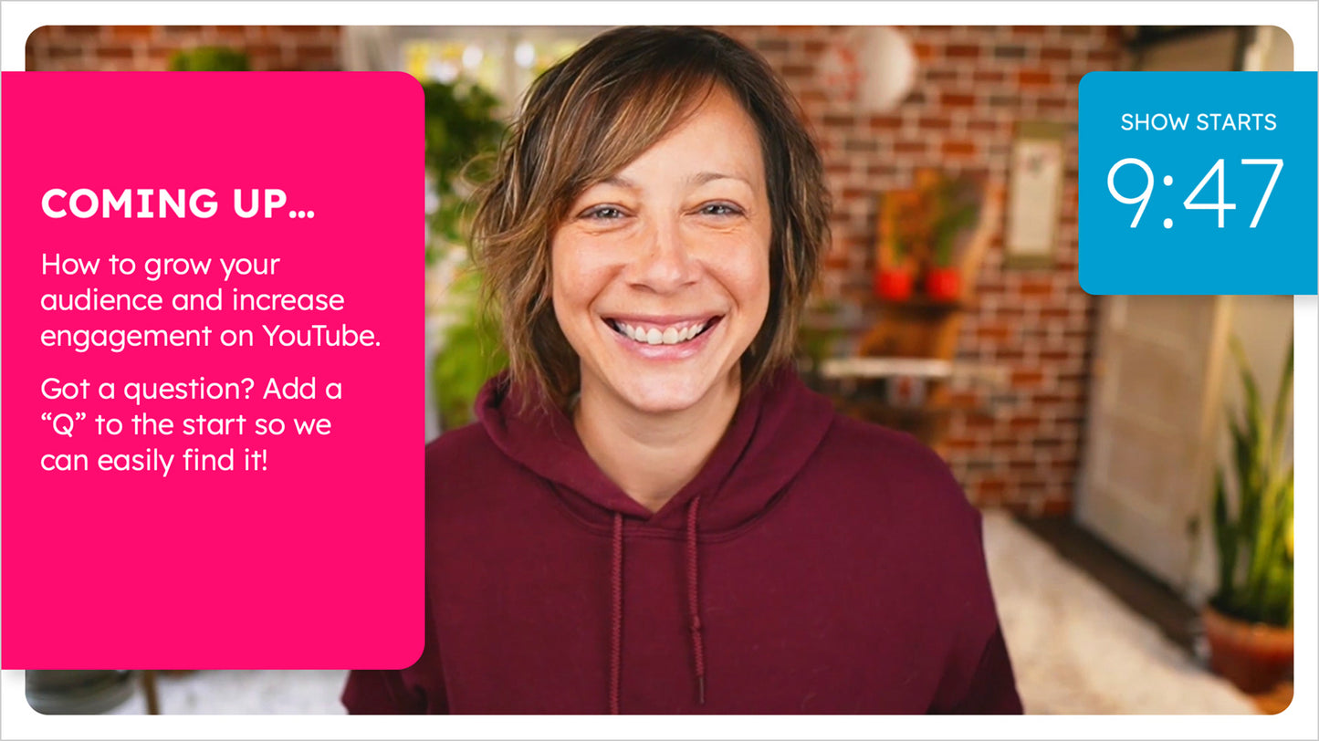 Customizable Ecamm Live Preshow / Text Scenes