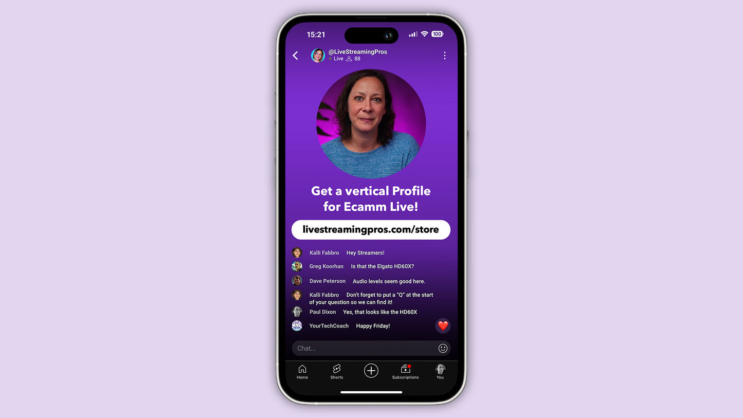 Customizable Vertical Profile for Ecamm Live with 20+ Scenes
