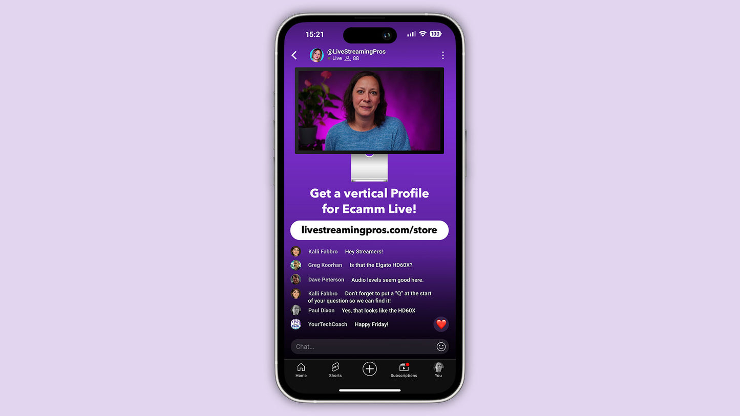 Customizable Vertical Profile for Ecamm Live with 20+ Scenes