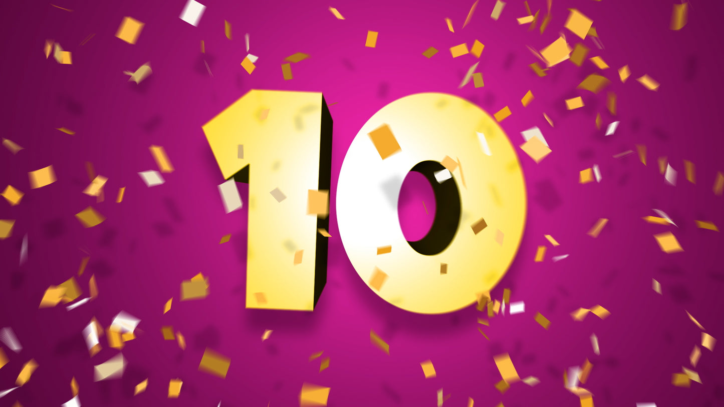 Ten Second Confetti Countdown Pack for OBS, Ecamm, and vMix!
