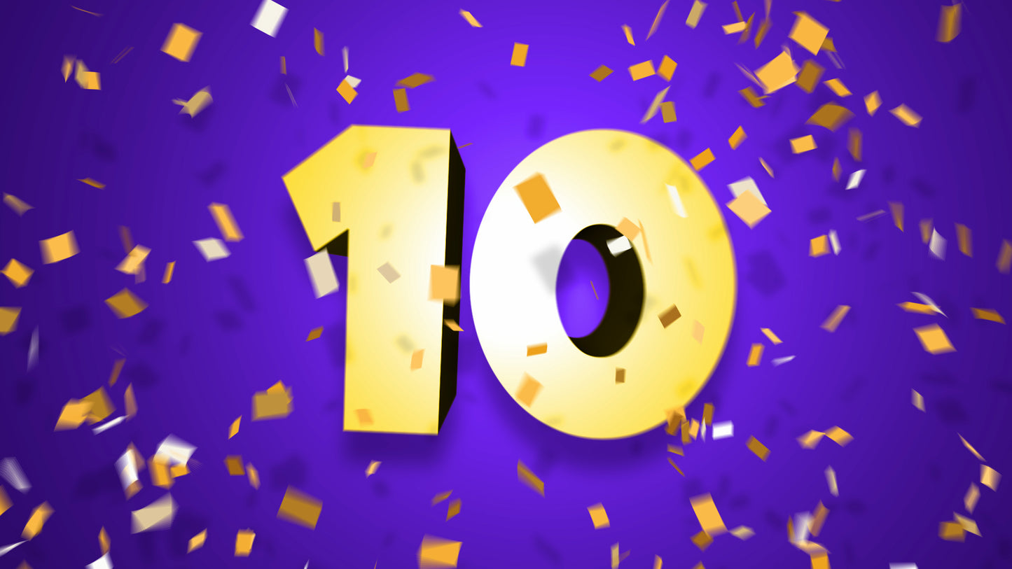 Ten Second Confetti Countdown Pack for OBS, Ecamm, and vMix!