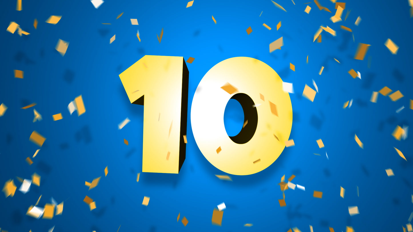Ten Second Confetti Countdown Pack for OBS, Ecamm, and vMix!
