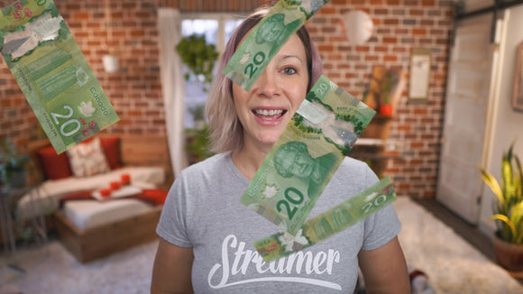 Falling Canadian Dollars animation with transparent background